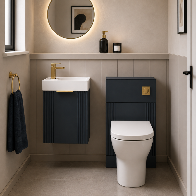 Nuie Deco 400mm Wall Hung Cloakroom Suite Package - Soft Black
