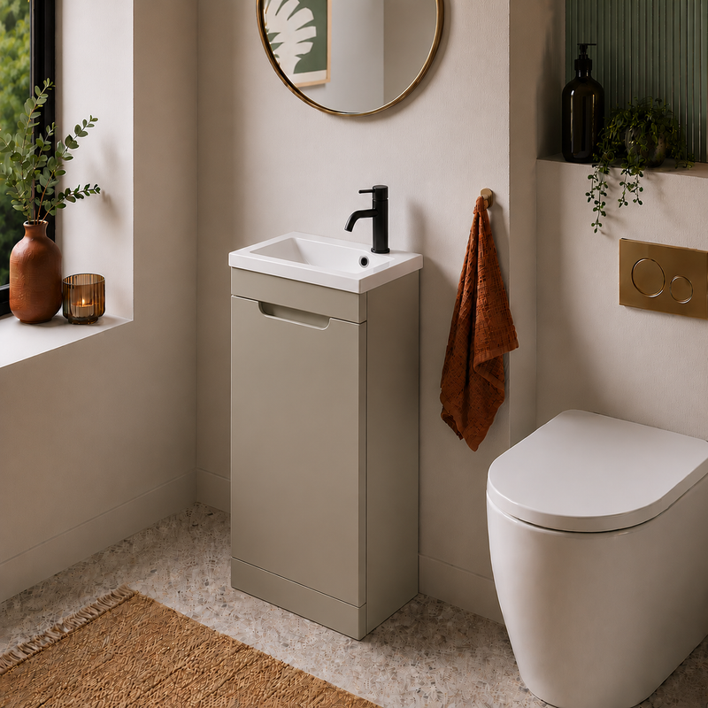 Tailored Bathrooms Acerra 400mm Cloakroom Vanity & Basin - Silk Black - Soft Coffee