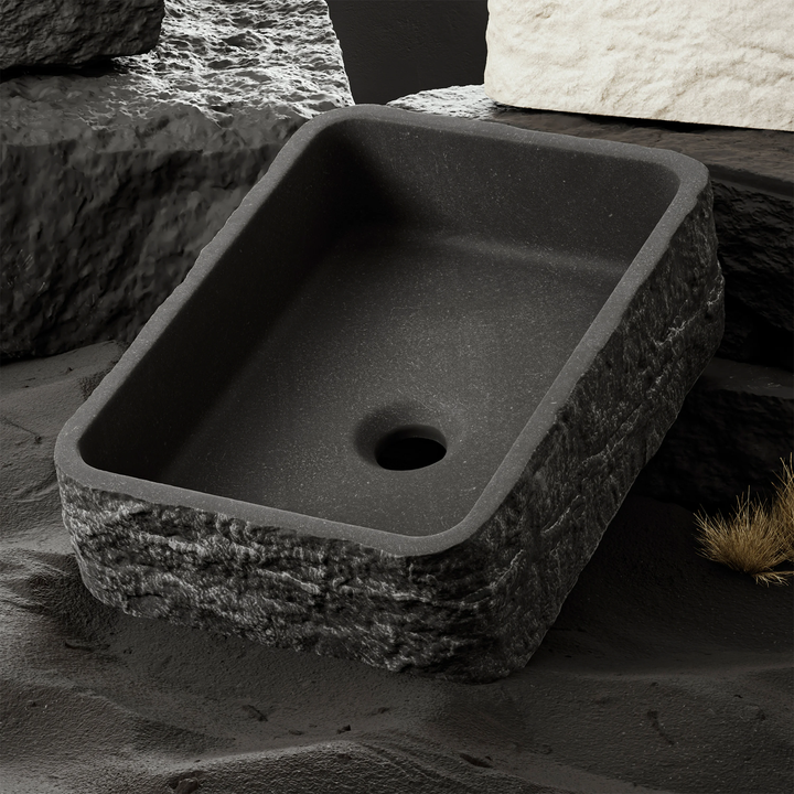 Hib - Petro Stone Effect Concrete Vessel Basin - Alabaster White