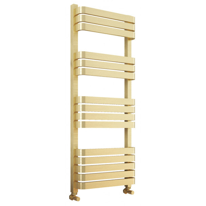 Tailored Auckland Brushed Brass Designer Heated Towel Rail 1200mm H x 500mm W