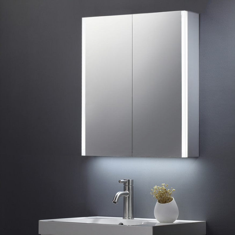 Tailored Beau Double Door Bathroom Mirror Cabinet Led Side Strips 600Mm X 700Mm