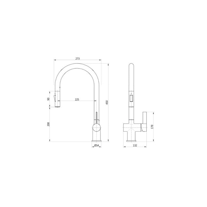 Tailored Mayhill Black & Rose Gold Single Lever Pull Out Kitchen Tap