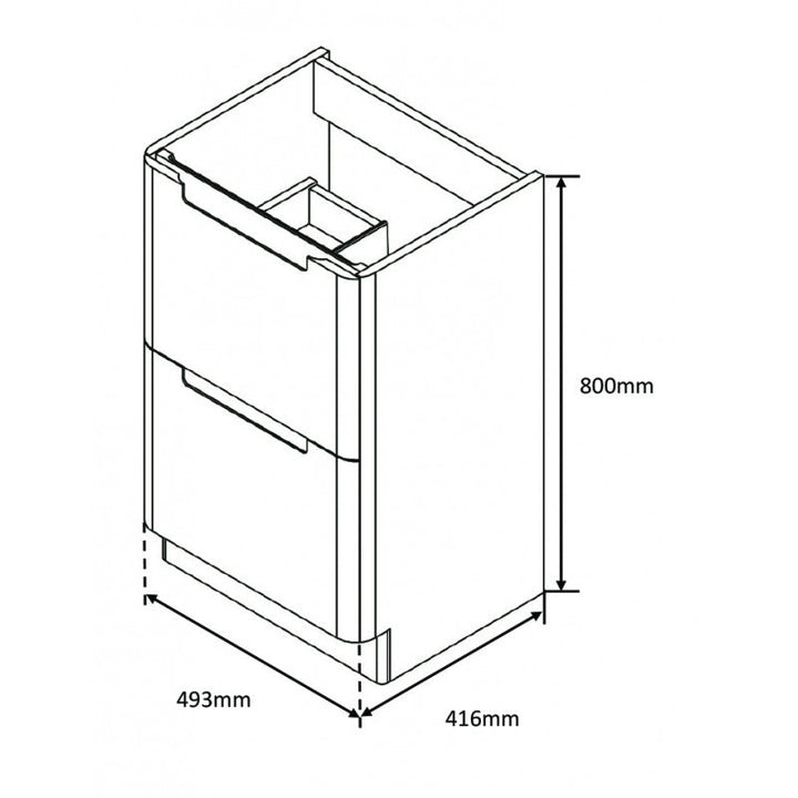 Tailored Monza Gloss White 500mm Floor Standing Vanity Unit & Basin