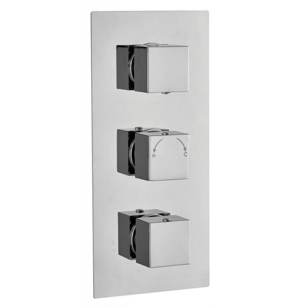 Tailored Square Chrome Concealed Thermostatic 3 Handle 3 Way Shower Valve