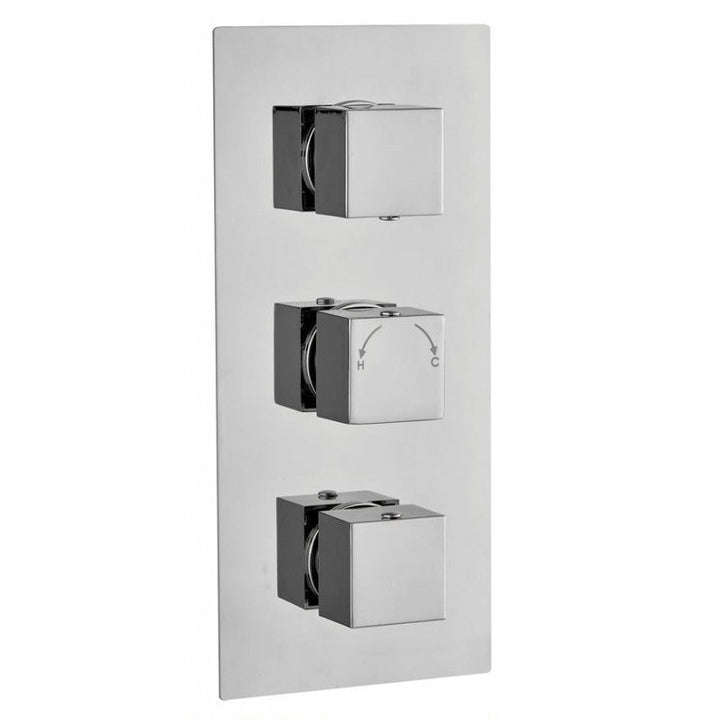 Tailored Square Chrome Concealed Thermostatic 3 Handle 3 Way Shower Valve