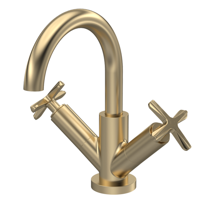 Nuie - Aztec Mono Basin Mixer - Brushed Brass