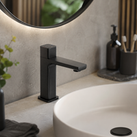 Tailored Bathrooms - Quadrado Square Push Button Basin Mixer Tap - Matt Black