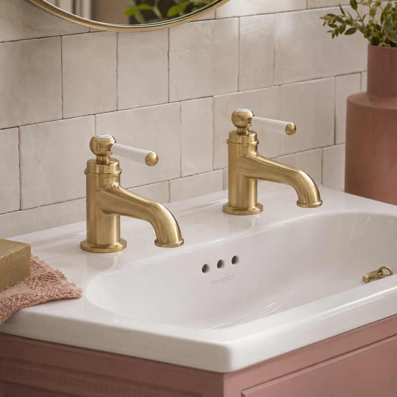 Tavistock Lansdown Basin Taps - Brushed Brass
