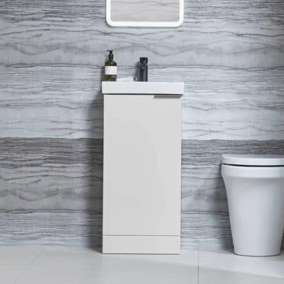 Iona Cadence 390mm Cloakroom Vanity Unit 1 Door - Gloss Light Grey