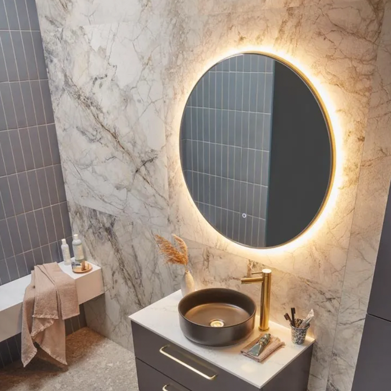 Tavistock - Round Bathroom LED Mirror - Brushed Brass