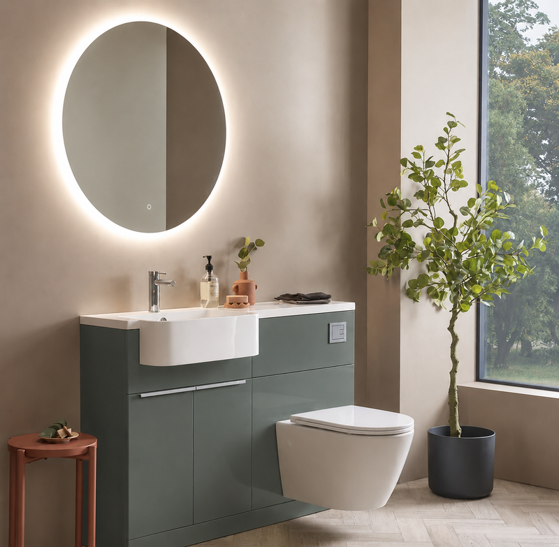 Tavistock Match Toilet & Vanity Combined Furniture Unit - Matt Viridian Green