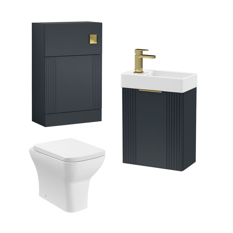 Nuie Wall Hung Cloakroom Unit With Soft Close Toilet, Tap, Cistern & Flush Plate